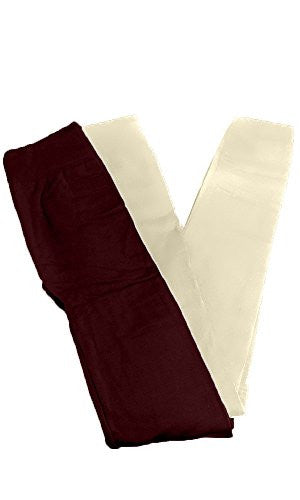 Anemone Women's Cozy Winter Fleece Lined Seamless Leggings One Size Black 2 Pk Ivory/Wine One Size