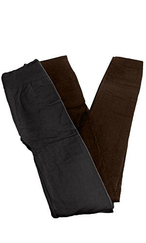 Anemone Women's Cozy Winter Fleece Lined Seamless Leggings One Size Black 2 Pk Dark Brown/Charcoal One Size