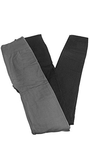 Anemone Women's Cozy Winter Fleece Lined Seamless Leggings One Size Black 2 Pk Gray/Charcoal One Size