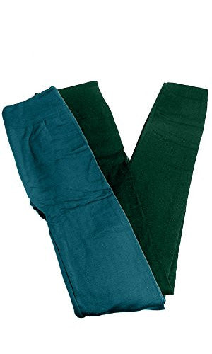 Anemone Women's Cozy Winter Fleece Lined Seamless Leggings One Size Black 2 Pk Evergreen/Teal One Size