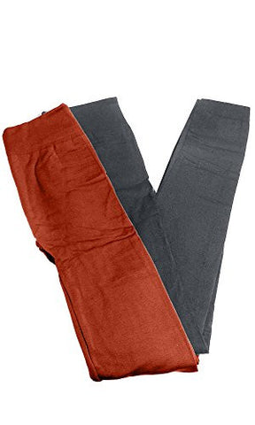 Anemone Women's Cozy Winter Fleece Lined Seamless Leggings One Size Black 2 Pk Gray/Rust One Size