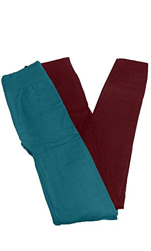 Anemone Women's Cozy Winter Fleece Lined Seamless Leggings One Size Black 2 Pk Teal/Wine One Size