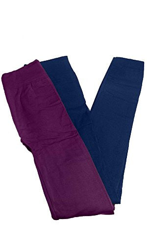 Anemone Women's Cozy Winter Fleece Lined Seamless Leggings One Size Black 2 Pk Navy/Plum One Size