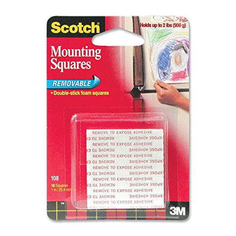 Removable Mounting Tape 1 in x 1 in 16 squares/pk