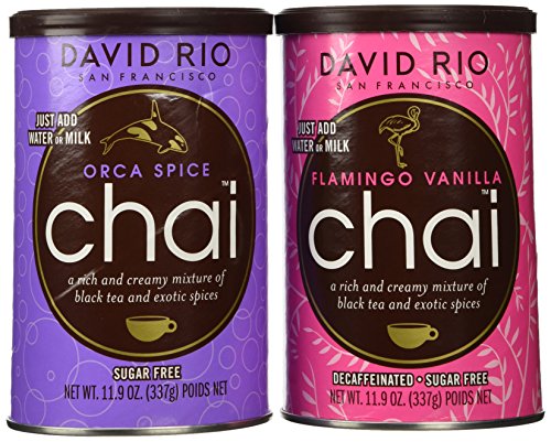 Flamingo Vanilla Decaf Sugar Free Chai 11.9 oz Canister and
Orca Spice Sugar Free Chai 11.9 oz Canister