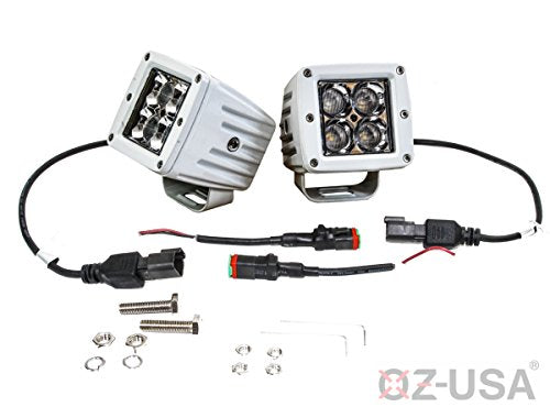 OZ-USA White Pod Flood OZ-USA LED Lights Fog Offroad 3x3 Beam RV Cube Boat Docking Porch