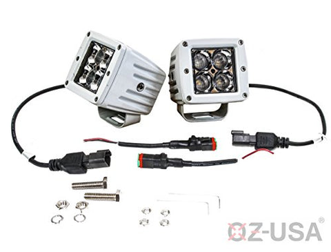 OZ-USA White Pod Flood OZ-USA LED Lights Fog Offroad 3x3 Beam RV Cube Boat Docking Porch