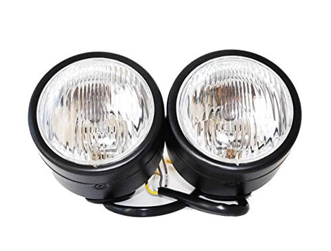 OZ-USA Black Twin Headlight Motorcycle Double Dual Lamp Street Fighter Naked Dominator