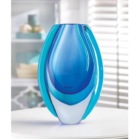 Azure Blue Art Glass Vase (5½" x 2½" x 8½" high)