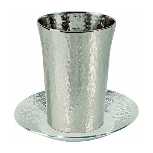 Cup - Straight - Nickel Plated - Hammer Work, 4.4x3.5 inch