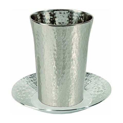 Cup - Straight - Nickel Plated - Hammer Work, 4.4x3.5 inch