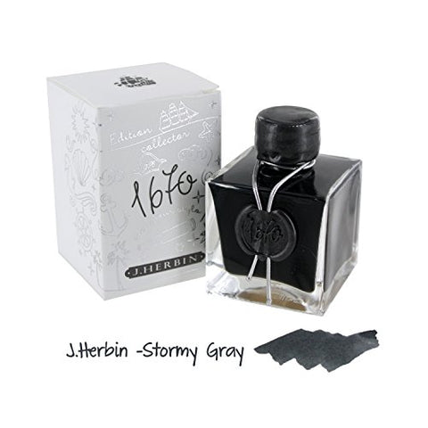 J. Herbin Anniversary Ink 1670 Gift box with 50ml Bottle, Stormy Grey