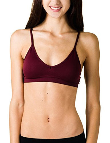 CC Junior's Seamless Padded Bralette with Adjustable Straps (One Size, Burgundy)