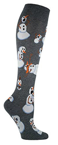 Women's Twisted Snowmen Knee High Socks, Charcoal Heather