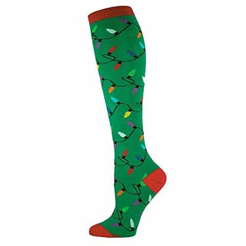 Womens Christmas Lights Knee High Socks-Green Medium