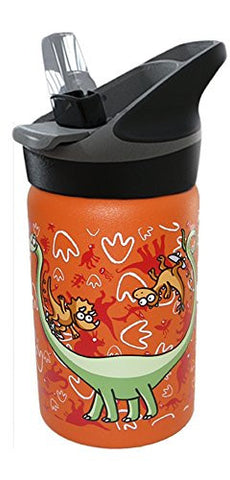 Laken Thermo Jannu Insulated Stainless Steel Kids Water Bottle Wide Mouth with Straw Cap and Handle 12 Ounce Kukuxumusu