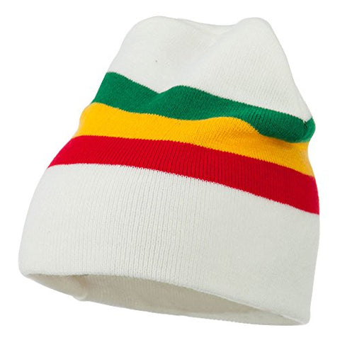 JFH, Rasta Center Striped Beanie - White (fitting up to XL)