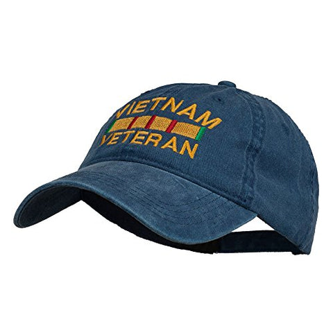 Otto:e4Hats, Vietnam Veteran Embroidered Pigment Dyed Brass Buckle Cap - Navy (fitting up to 7 1/2)