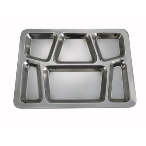 Mess Tray, 6 Compartment, Style B, 15-1/2"x 11-1/2", Set of 12