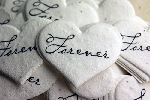 Handmade Paper Hearts with Seeds Forever Set of 50