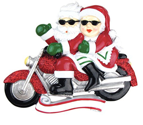 Motorcycle Mr. & Mrs. Claus Personalized Christmas Ornament (not in pricelist)