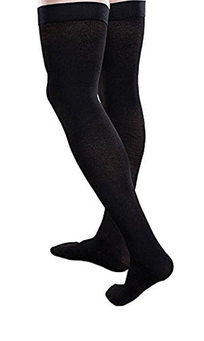 Core-Spun Thigh High Support Socks for Men and Women, 15-20mmHg, Black, XXXLarge