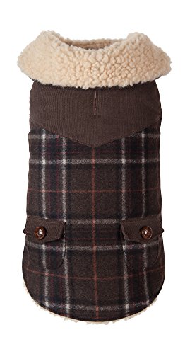 Olive Wool Plaid Shearling Jacket - Size 14"