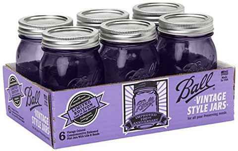 Heritage Collection Pint Jar, Purple Set of 6