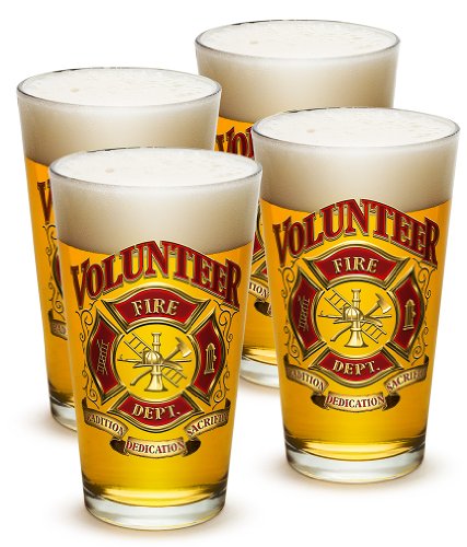Firefighters Volunteer Fire Dep't., 16oz., Large Pint Glass