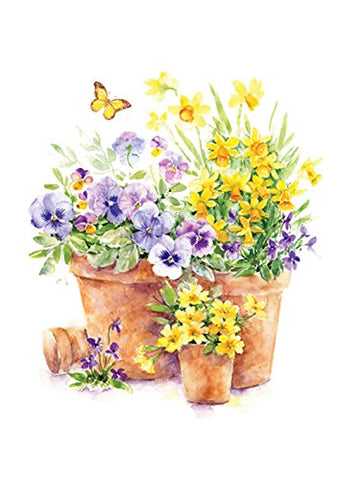 Luncheon Pansies in A Pot Napkins-20 Pack - Purple&Yellow/Paper 6.5"