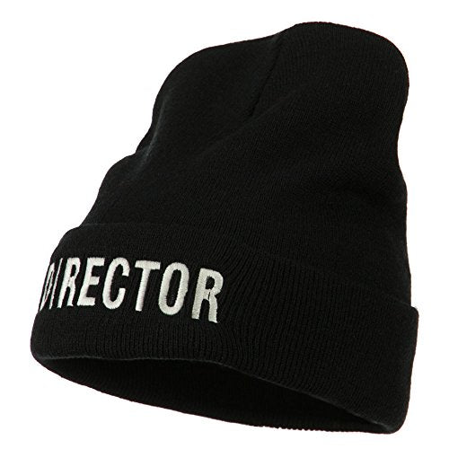 MG:e4Hats, Director Embroidered Long Beanie - Black (fitting up to XL)