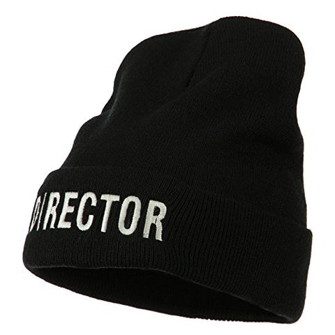 MG:e4Hats, Director Embroidered Long Beanie - Black (fitting up to XL)