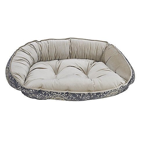 Taupe Herringbone Microvelvet Crescent Bed - XX-Large