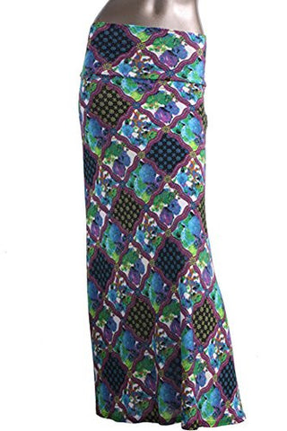 Azules Women's Maxi Skirt -Stretchy, Soft Fabric (F13 / Medium)