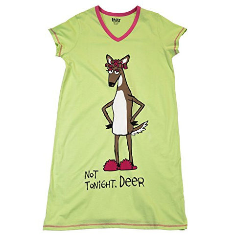 Lazy One V-Neck Nightshirts, Not Tonight, Deer, S - M