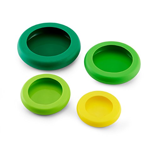 Farberware Food Huggers Reusable Silicone Food Savers, Set of 4, Fresh Greens