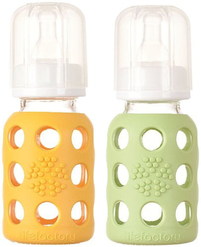 Lifefactory Baby Bundle - Bottle Set - Spring Green/Yellow - 4 oz - 2 pk