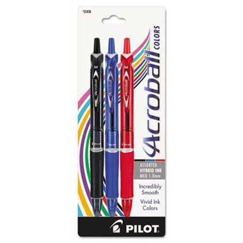 Acroball Colors Pen, 3 Pack, Medium Tip, Assorted-Black, Blue, and Red