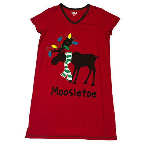 Lazy One V-Neck Nightshirts, Moosletoe, L - XL
