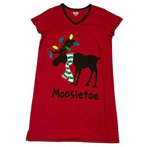 Lazy One V-Neck Nightshirts, Moosletoe, L - XL