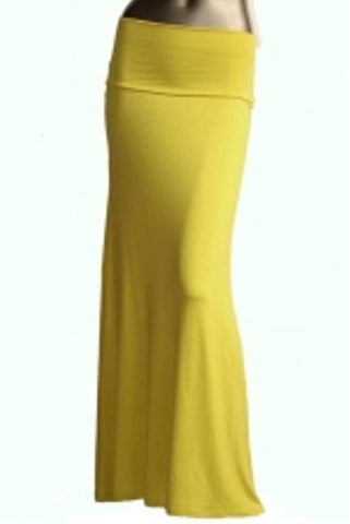 Azules Women'S Rayon Span Maxi Skirt - Solid (Avocado / Medium)
