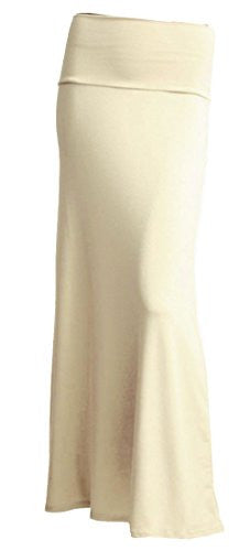 Azules Women's Rayon Span Maxi Skirt,X-Large,Tan