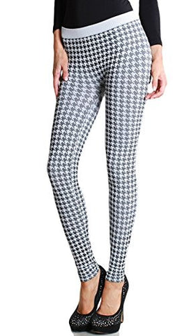 Seamless Houndstooth Leggings - 7 White, One Size