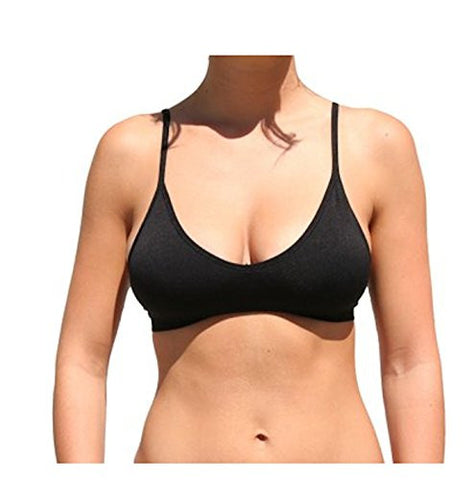 Seamless Plunging V-Neck Sport Bra - Black and Seamless Plunging V-Neck Sport Bra - Beige and Seamless Plunging V-Neck Sport Bra - Ivory, One Size (Pack of 3)