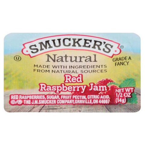 Smucker's Natural Portion Control - Plastic, Red Raspberry Jam, 1/2 oz