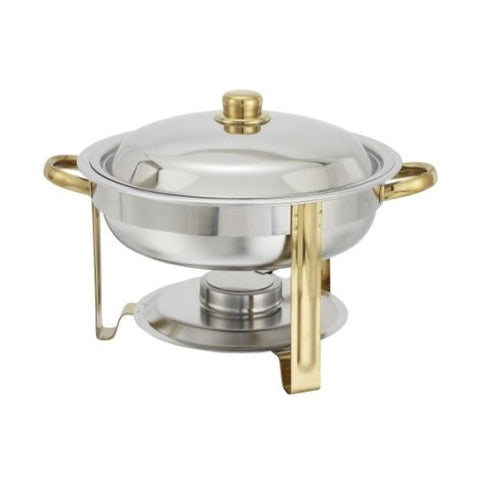 Malibu 4 Qt Round Chafer, Gold Accent, Set of 2