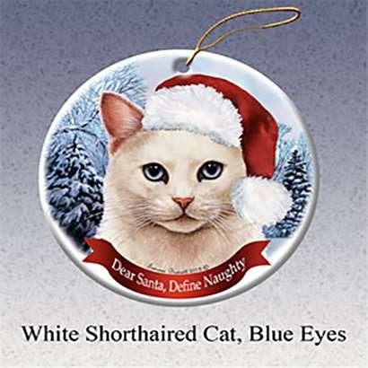 Howliday Ornaments - White Cat Blue Eyed
