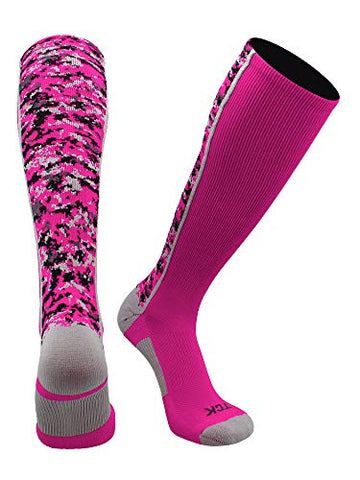 Digital Camo Over/Calf, Heel/Toe, Hot Pink, X-Large