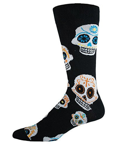 Men's King Size Big Muertos Skull Socks, Black