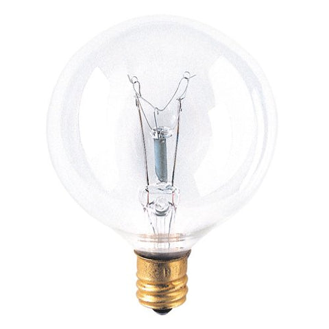 Globe - Candelabra Base G16.5 Incandescent Bulb, BT56, 60W/120V, E12, Clear